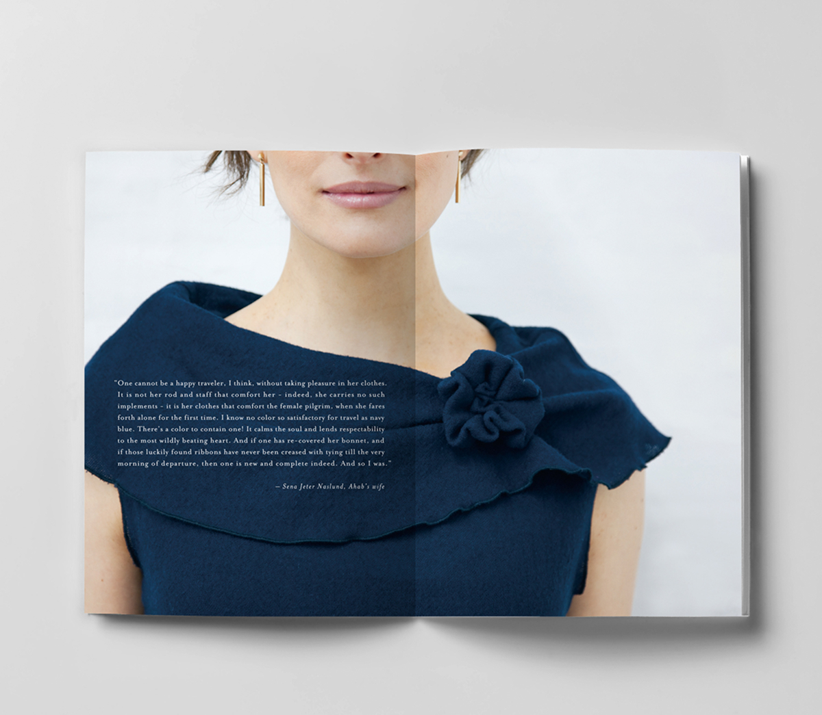 Archerie lookbook editorial spread featuring a navy dress