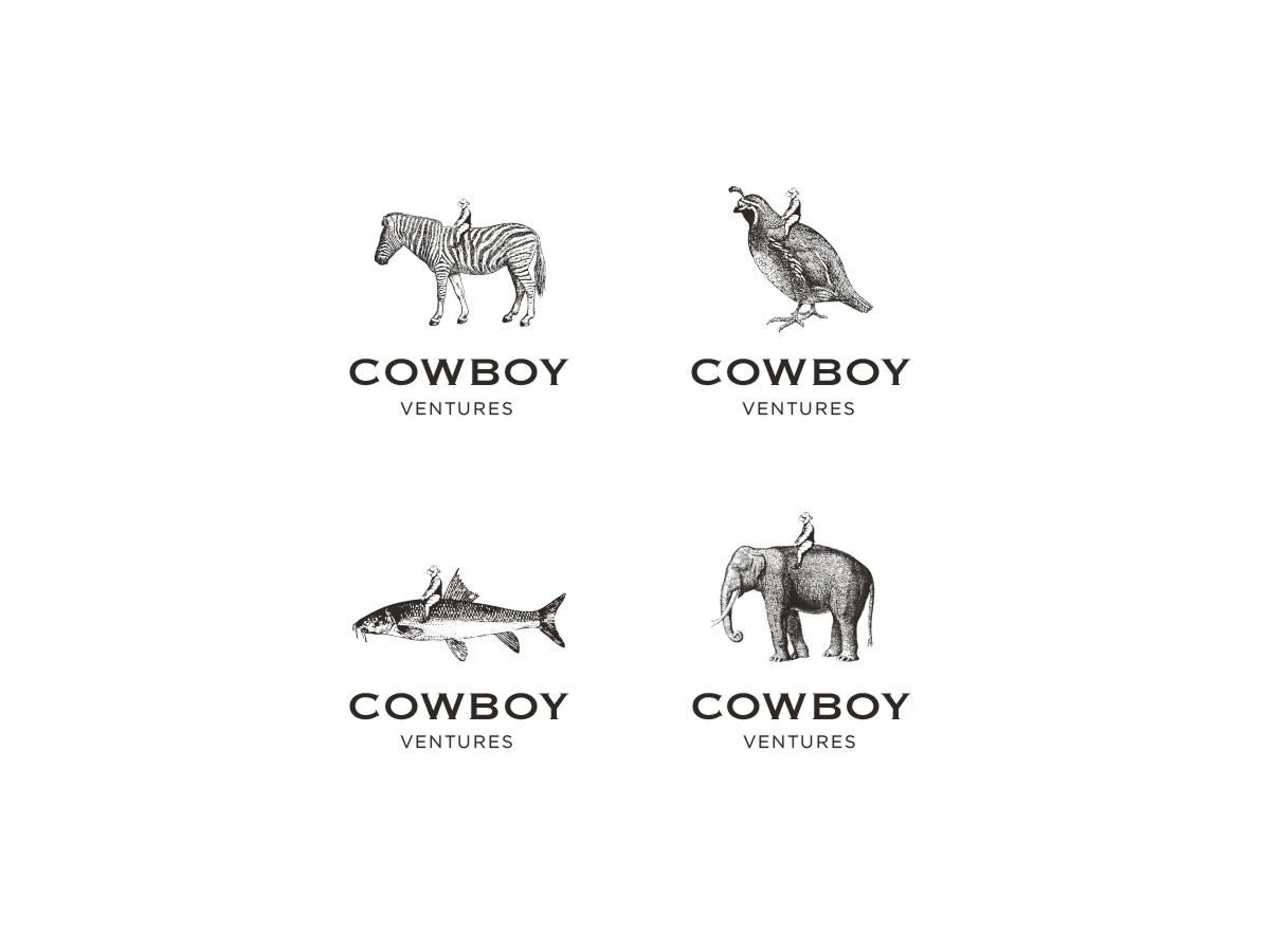 Cowboy Ventures identity variations with unexpected animal pairings