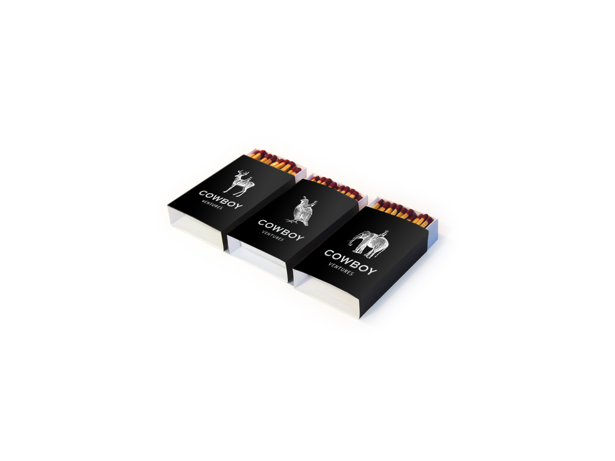 Cowboy Ventures matchboxes featuring the animal identity series