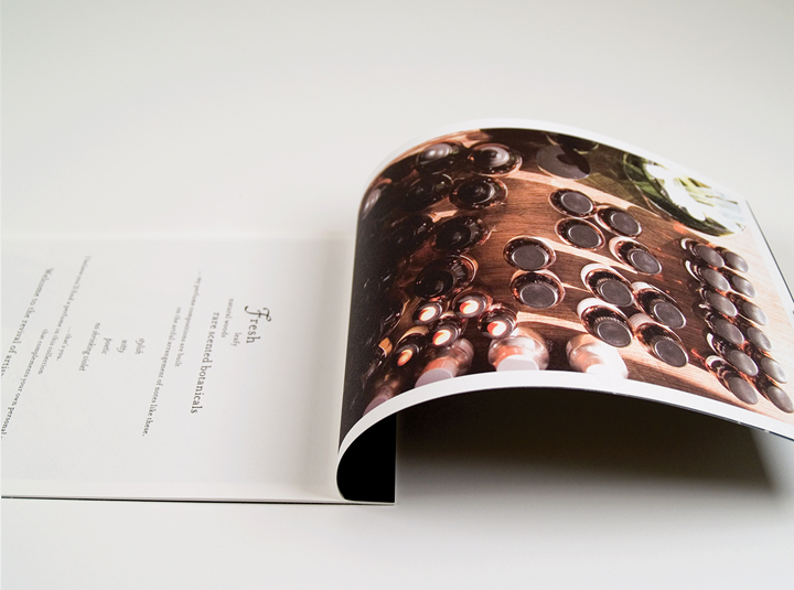 Ineke fragrance brochure with photography and typography