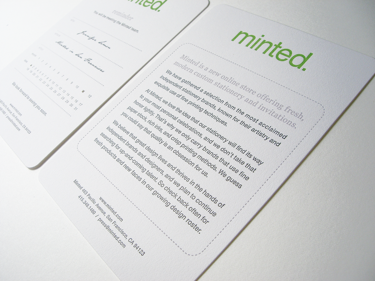 Minted personalized letterpress packaging labels