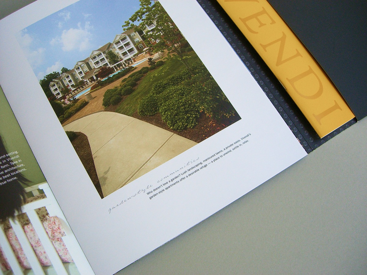 Vivendi Development brochure featuring apartment community photography