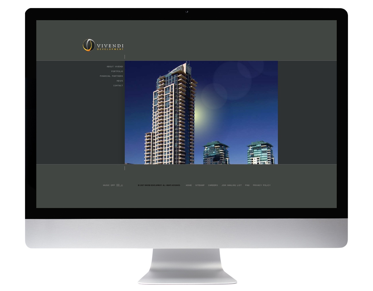 Vivendi Development website homepage displayed on a desktop computer
