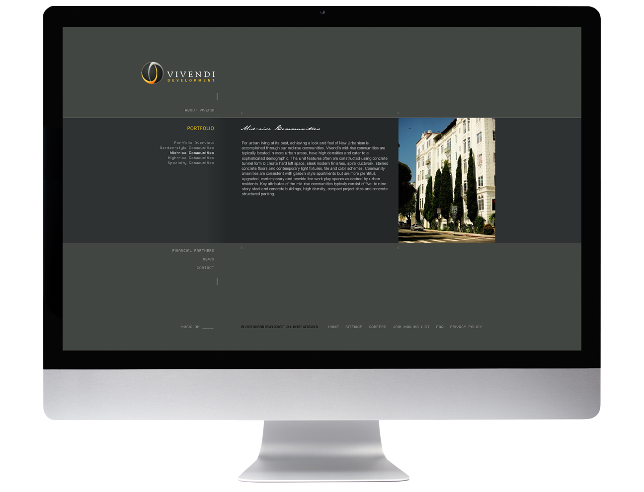 Vivendi Development website portfolio page displayed on a desktop computer